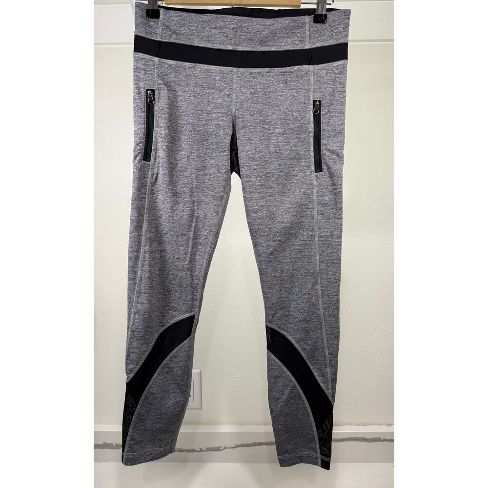 Lululemon Athletica Women's 25" Wunder‎ Under Leggings Pant Mesh Size 8 Gray